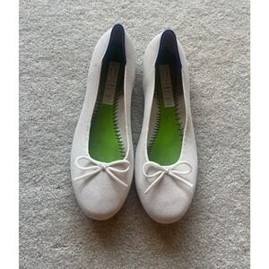 Rothys The Ballet Flats Cream Knit Bow Comfort- Size 10 MISSING INSOLES